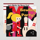 Blond Girl Bowling Party Invitations (Front/Back)