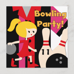 Blond Girl Bowling Party Invitations