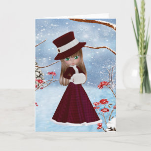 Blond Girl, Christmas, Snow Holiday Card