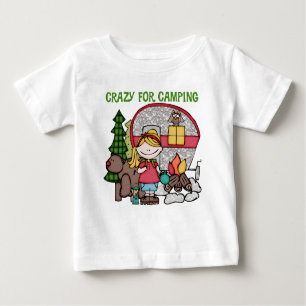 Blond Girl Crazy For Camping Baby T-Shirt