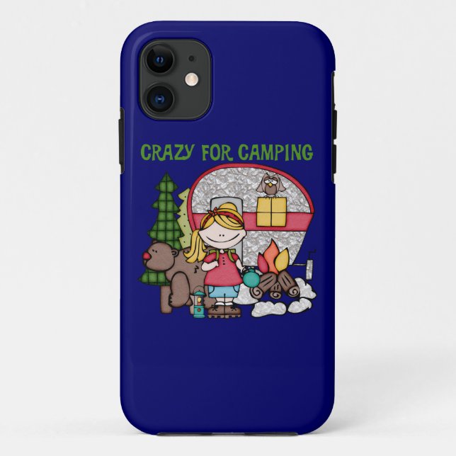 Blond Girl Crazy For Camping Case-Mate iPhone Case (Back)