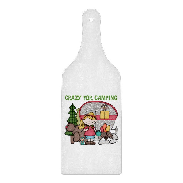 Blond Girl Crazy For Camping Cutting Board (Front)