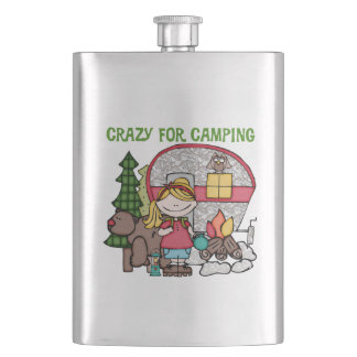 Blond Girl Crazy For Camping Hip Flask