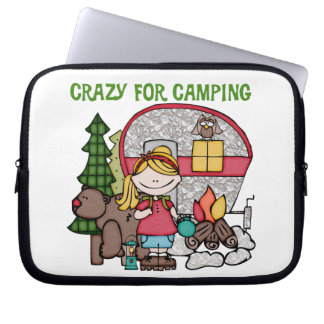 Blond Girl Crazy For Camping Laptop Sleeve