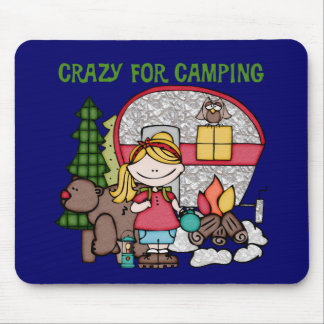 Blond Girl Crazy For Camping Mouse Pad