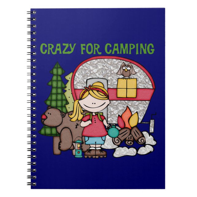 Blond Girl Crazy For Camping Notebook (Front)