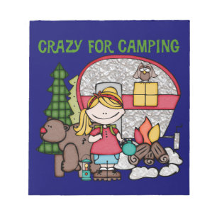 Blond Girl Crazy For Camping Notepad