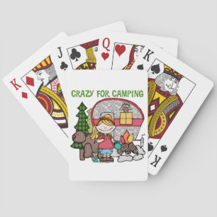 Blond Girl Crazy For Camping Poker Cards