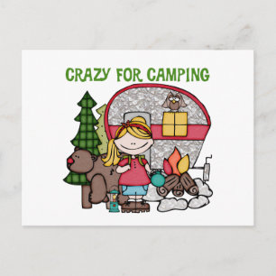 Blond Girl Crazy For Camping Postcard
