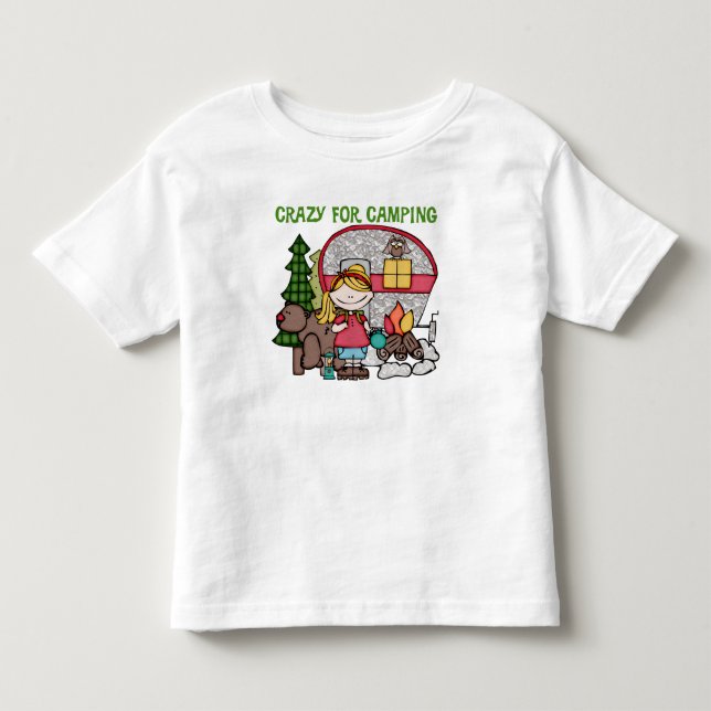 Blond Girl Crazy For Camping Toddler T-shirt (Front)