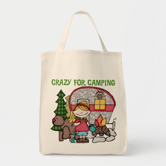 Blond Girl Crazy For Camping Tote Bag (Front)