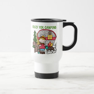 Blond Girl Crazy For Camping Travel Mug