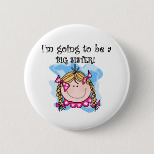 Blond Girl Future Big Sister Pinback Button