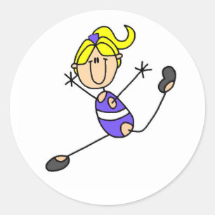 Blond Girl Gymnast Classic Round Sticker
