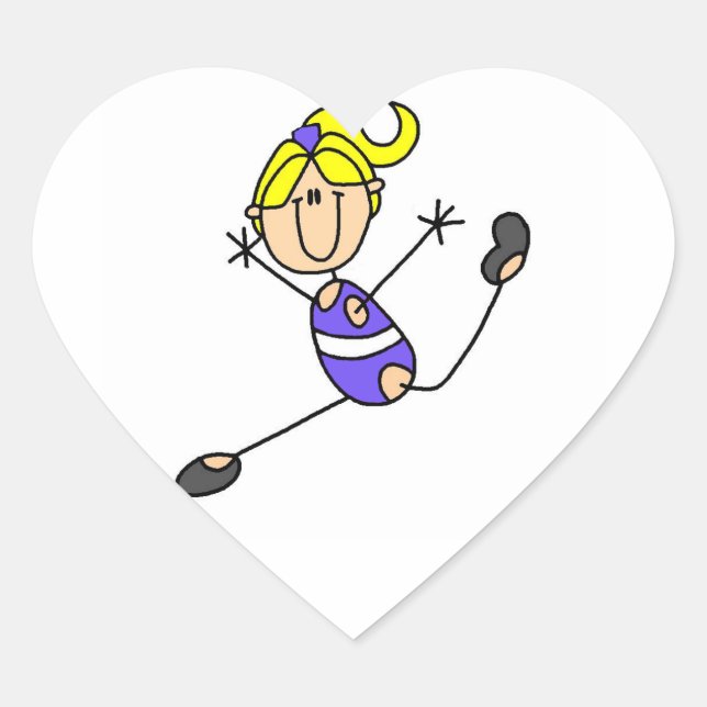 Blond Girl Gymnast Heart Sticker (Front)