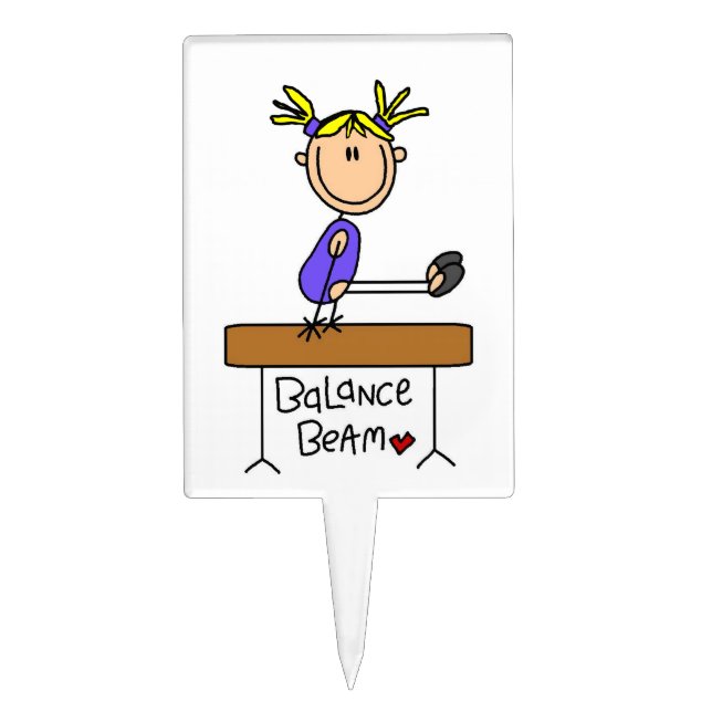 Blond Girl Gymnast on Balance Beam Cake Topper (Front)