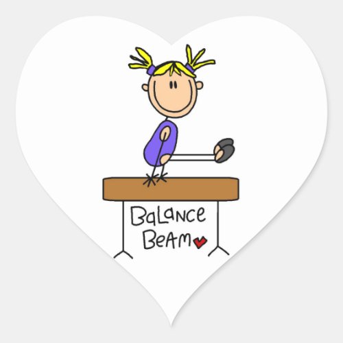 Blond Girl Gymnast on Balance Beam Heart Sticker