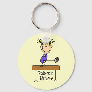 Blond Girl Gymnast on Balance Beam Keychain