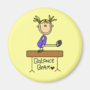 Blond Girl Gymnast on Balance Beam Magnet