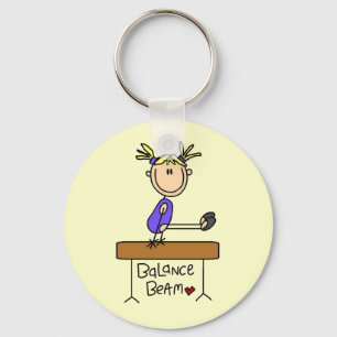 Blond Girl Gymnast on Beam Tshirts and Gifts Keychain