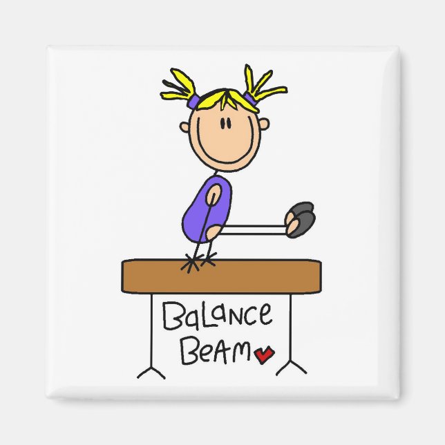 Blond Girl Gymnast on Beam Tshirts and Gifts Magnet (Front)