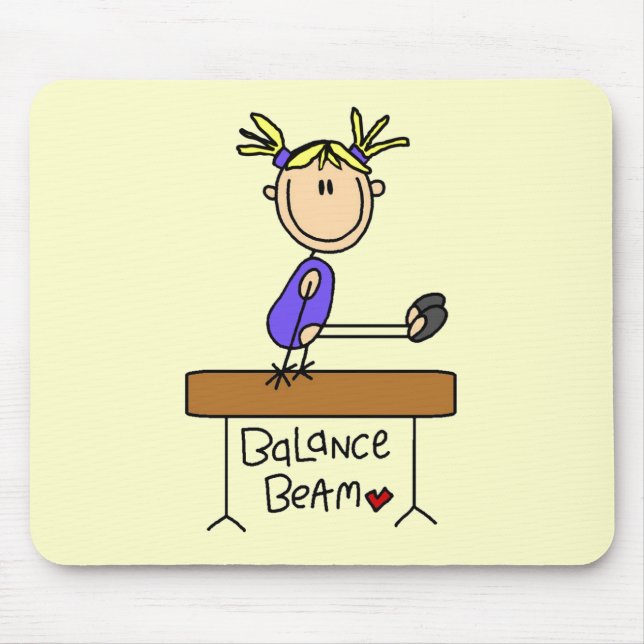 Blond Girl Gymnast on Beam Tshirts and Gifts Mouse Pad (Front)