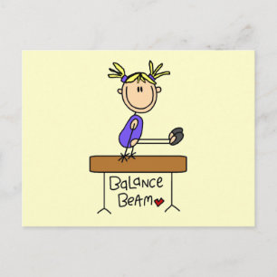 Blond Girl Gymnast on Beam Tshirts and Gifts Postcard
