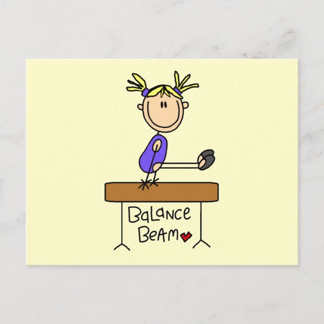 Blond Girl Gymnast on Beam Tshirts and Gifts Postcard (Front)