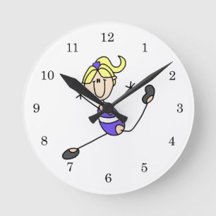 Blond Girl Gymnast Round Clock