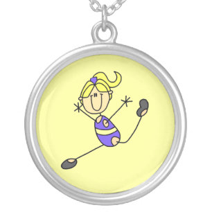 Blond Girl Gymnast Silver Plated Necklace