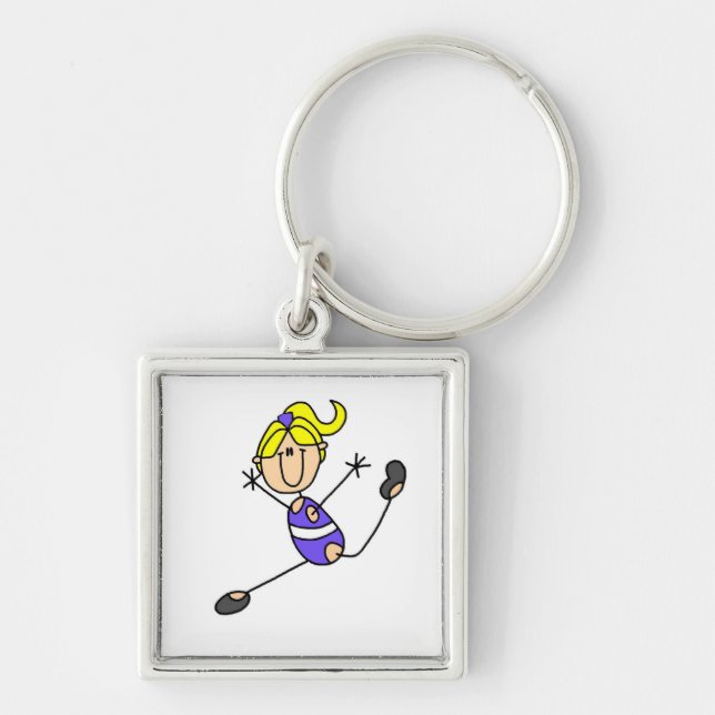 Blond Girl Gymnastics T-shirts and Gifts Keychain (Front)