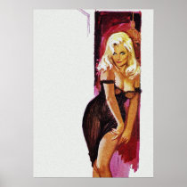 Blond Girl in Black Dress Pulp Cover Art