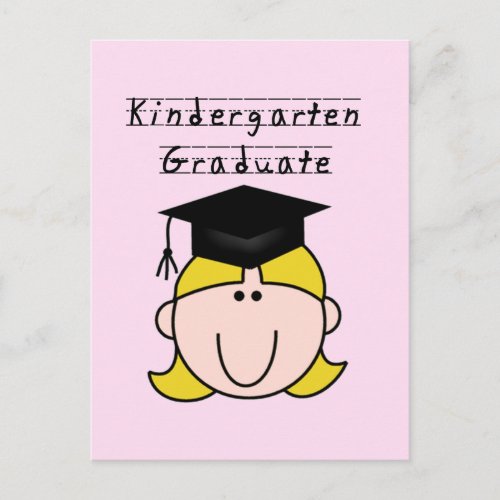 Blond Girl Kindergarten Graduate Announcement Postcard
