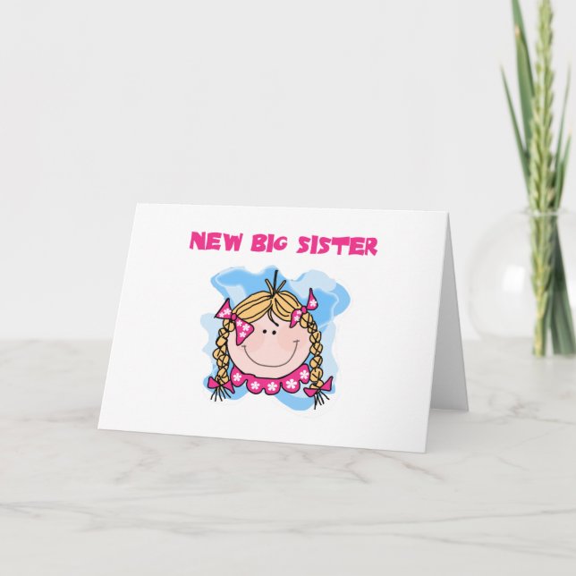Blond Girl New Big Sister Card (Front)
