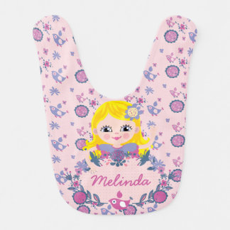 Blond Girl on Pink Personalized Bib