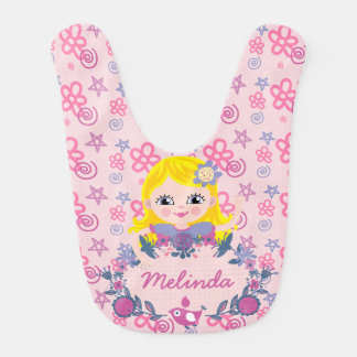 Blond Girl on Pink Personalized Bib