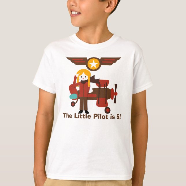 Blond Girl Pilot Birthday Custom T-shirt (Front)