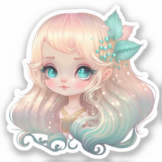 Blond Girl, pink hairs, anime Sticker (Front)