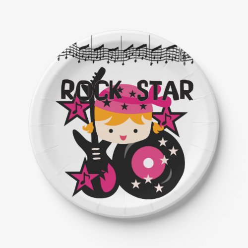 Blond Girl Rock Star Birthday Paper Plates