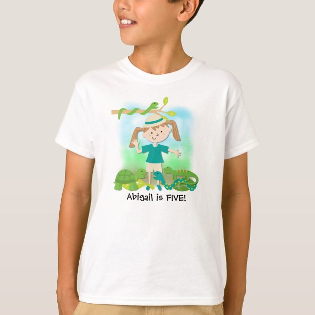 Blond Girl Safari Birthday Customized Tshirt (Front)
