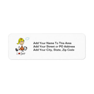 Blond Girl Stick Figure I Love Soccer Gifts Label