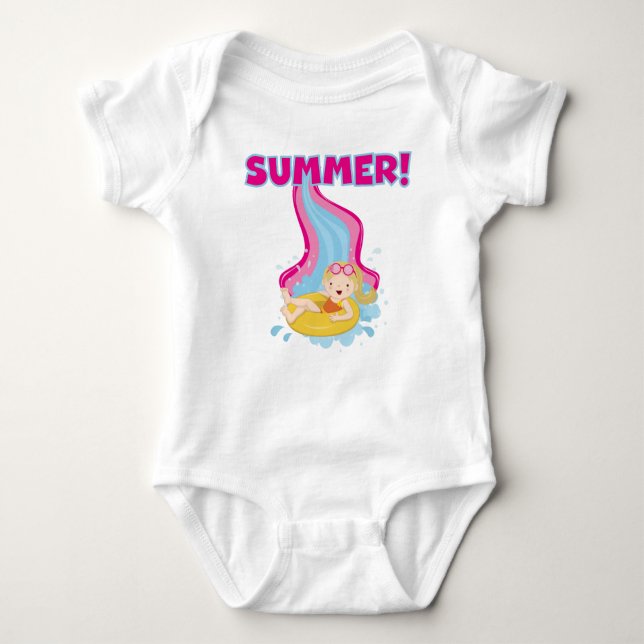 Blond Girl Summer Baby Bodysuit (Front)
