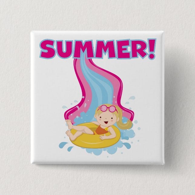 Blond Girl Summer Button (Front)