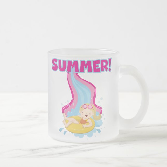 Blond Girl Summer Frosted Glass Coffee Mug (Right)