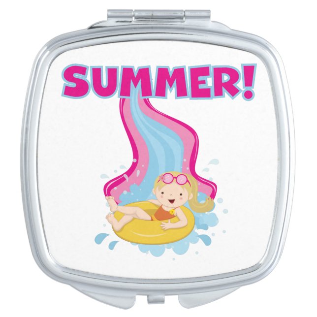 Blond Girl Summer Makeup Mirror (Front)