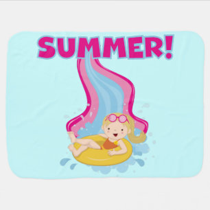 Blond Girl Summer Receiving Blanket