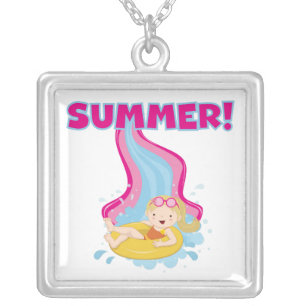 Blond Girl Summer Silver Plated Necklace