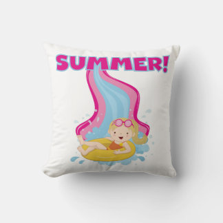 Blond Girl Summer Throw Pillow