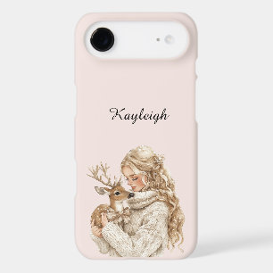 Blond Girl with Deer Christmas iPhone 17 Air Case