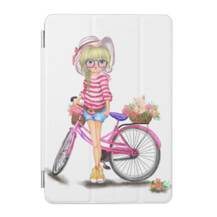 Blond Girl with Pink Bike iPad Cover